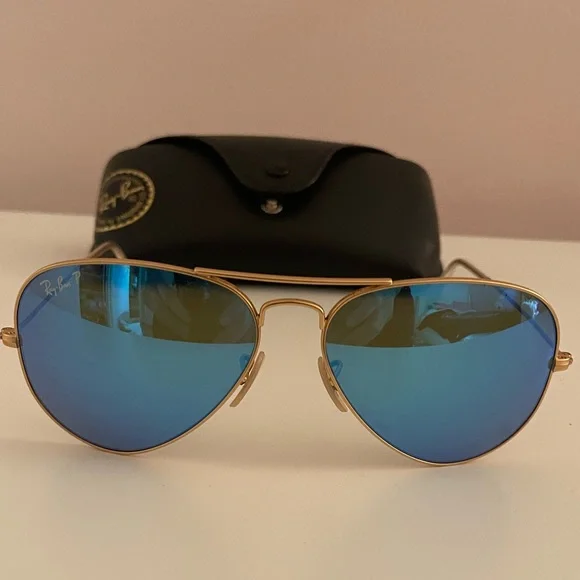 RAYBAN blue mirrored aviators sunglasses & case s-l400.jpg main image 4